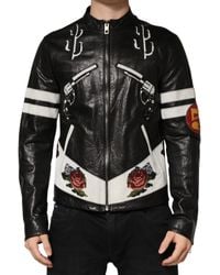 Dolce & Gabbana - Guns N Roses Fullzip Biker Jacket Lambskin Calfskin Clothing - Lyst