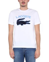 Lacoste - Regular Fit Crocodile Print Tee Xl S - Lyst