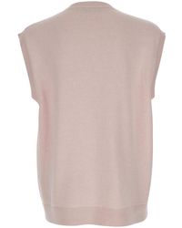 JW Anderson - Sleeveless Vest With V Neck And Contrasting Logo Embroidery On The Front - Lyst