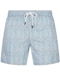 Fedeli - Swim Shorts With Shaded Majolica Micro Pattern - Lyst