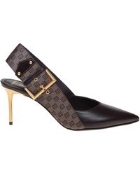 Balmain - Slingback Ruby In Monogram Leather And Canvas - Lyst
