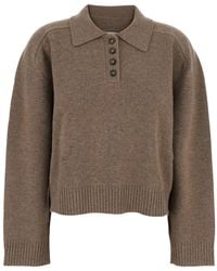 Loulou de Saison - Polo Shirt Style Sweater With Classic Collar And Ribbed Trims - Lyst