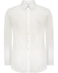 Etro - Shirt With Embroidered Logo And Printed Undercollar - Lyst