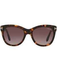 Tom Ford - Sunglasses Cat Eye Full Rim, Dark Havana Frame And Bordeaux Gradient Lens Ft087052T - Lyst