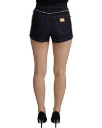 Dolce & Gabbana - Chic High Waist Hot Pants Shorts With Crystal Detailing - Lyst