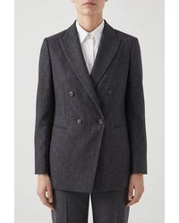 Brunello Cucinelli - Dark Double Breasted Blazer - Lyst