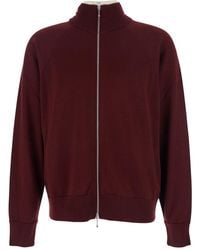 Jil Sander - Bordeaux Cardigan With High Neck And Front Zip Closure - Lyst