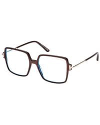 Tom Ford - Eyeglasses Square Full Rim, Shiny Light Frame And Clear Light Block Lens Ft5915-B045 - Lyst