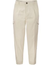 Brunello Cucinelli - Cotton Gabardine Trousers With Cargo Pockets - Lyst
