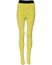 Dolce & Gabbana - Yellow Logo Slim Fit Leggings Pants - Lyst