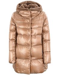 Womens Jackets Herno Jackets Herno Synthetic Zip-up Hooded Down Jacket in Camel - Save 30% Brown 