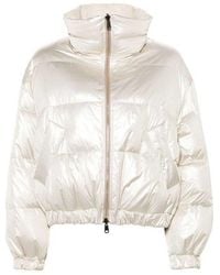 Brunello Cucinelli - Platinum High Collar Puffer Jacket - Lyst