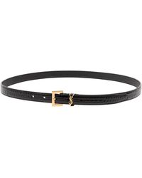 Saint Laurent - Leather Belt Cassandre Crocodile-Embossed - Lyst