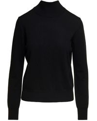 P.A.R.O.S.H. - Black Mock Neck Sweatshirt With Long Sleeves In Wool Blend Woman - Lyst