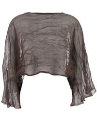 Antonelli - Arnica Top With V-Neck And Short Sleeves Silk For Metallic Fiber Tops - Lyst