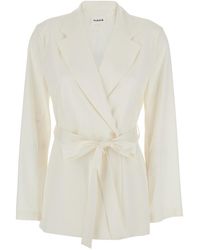 P.A.R.O.S.H. - Double-Breasted Jacket With Notched Revers And Front Belt Closure - Lyst