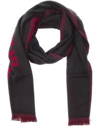 McQueen - Wool Fringe Jacquard Logo Scarf - Lyst