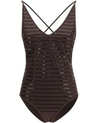 Brunello Cucinelli - Shimmering Striped One-Piece Swimsuit Nylon; Elastane Swimwear - Lyst