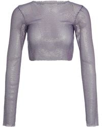 Santa Brands - Rhinestone Mesh Top Other Fibers Tops - Lyst
