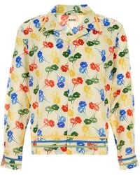 Bode - Multicolour Printed Flower Stamp Shirt - Lyst