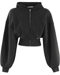 T By Alexander Wang - Brand-patch Cropped Cotton-jersey Hoody - Lyst