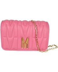 Moschino - M Plaque Quilted Flap Chain Shoulder Bag - Lyst