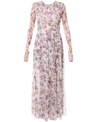 Philosophy Di Lorenzo Serafini - Floral Printed Long-Sleeved Midi Dress - Lyst