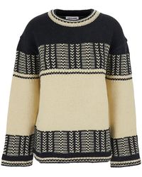 Low Classic - And Crew Neck Sweaterwith All-Over Intarsia - Lyst
