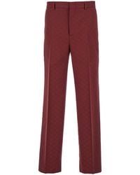 Gucci - Bordeaux Straight Pants With Gg Motif - Lyst