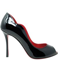 Christian Louboutin Leather Chick Up Open-toe Pumps in Black | Lyst