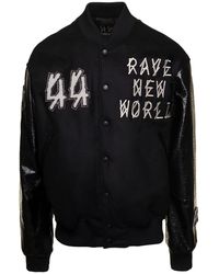 44 Label Group - Varsity Jacket With Faux Leather Sleeves And Logo Patch - Lyst