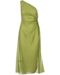 Oséree - Lime Lumiere One-Shoulder Midi Dress - Lyst