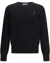 Ami Paris - Pull Col Rond Ami De Coeur Cotton Knitwear - Lyst