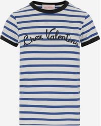 Valentino - Cotton T-Shirt With Striped Pattern And Logo - Lyst