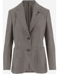 Lardini - Wool And Cotton Checked Jacket - Lyst