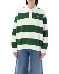 Lacoste - Stripe Rib Knit Polo Shirt - Lyst