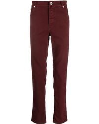 Brunello Cucinelli - Burgundy Straight Leg Trousers - Lyst