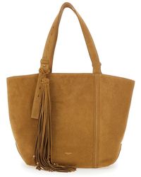 Golden Goose - Shopping 24.7 Ew Regular Suede Body Antique Brass Metal Details Leather Tote Bag With Antique Brass Metal Details For - Lyst