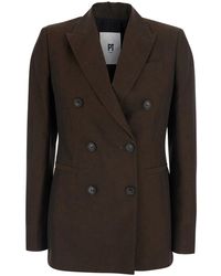 PT Torino - Romy Linen And Cotton Fine Plain Weave Light Jacket With Front Closure Side Pockets - Lyst