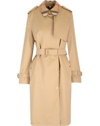 Burberry - Honey Trench Coat With Check Collar - Lyst