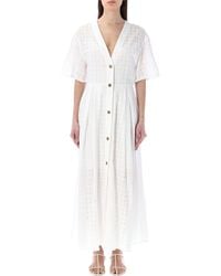 Fabiana Filippi - Long Dress Short-sleeved Stretched Dress - Lyst