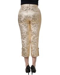 Dolce & Gabbana - Jacquard Floral Lamé Crop Trouser Pants - Lyst