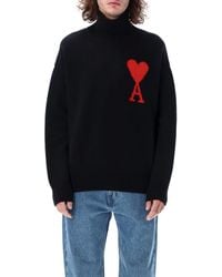 Ami Paris - Ami De Coeur Funnel Neck Sweater - Lyst