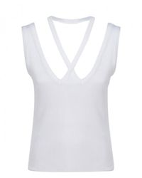 MM6 by Maison Martin Margiela - Ribbed Cotton Top - Lyst