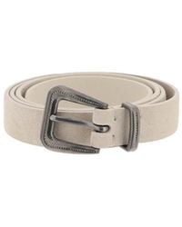 Brunello Cucinelli - White Leather Regular Belt - Lyst