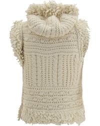 Fendi - Wool And Alpaca Hooded Gilet Avorio - Lyst