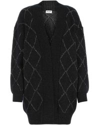 Saint Laurent - Embroidered Oversize Cardigan Sweater - Lyst