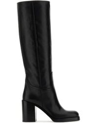 Prada - 90mm Knee-high Leather Boots - Lyst