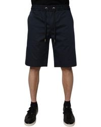 Dolce & Gabbana - Dark Blue Cotton Mid Waist Men Bermuda Shorts - Lyst