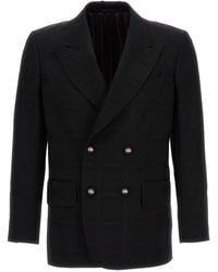 Etro - Check Double-Breasted Blazer - Lyst